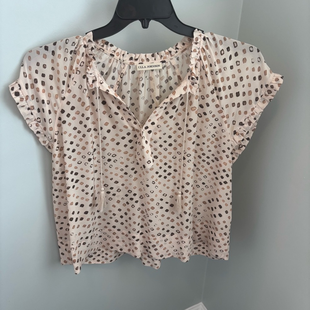 Ulla Johnson Cream and Brown Patterned Women's Top